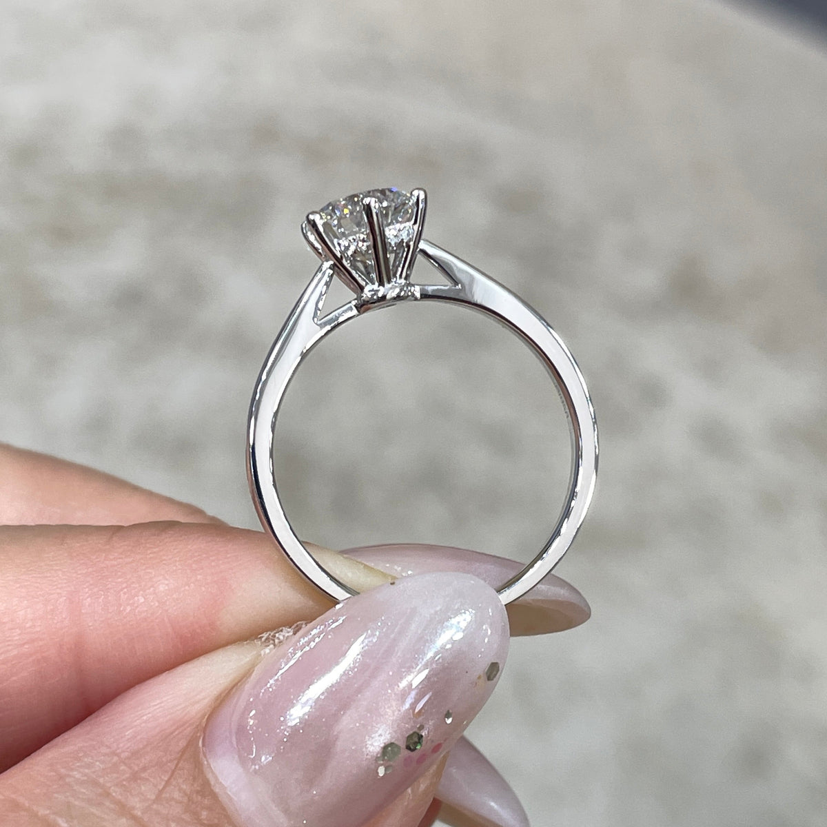 IGI lab diamond round 1.2ct six-prong underhalo ring