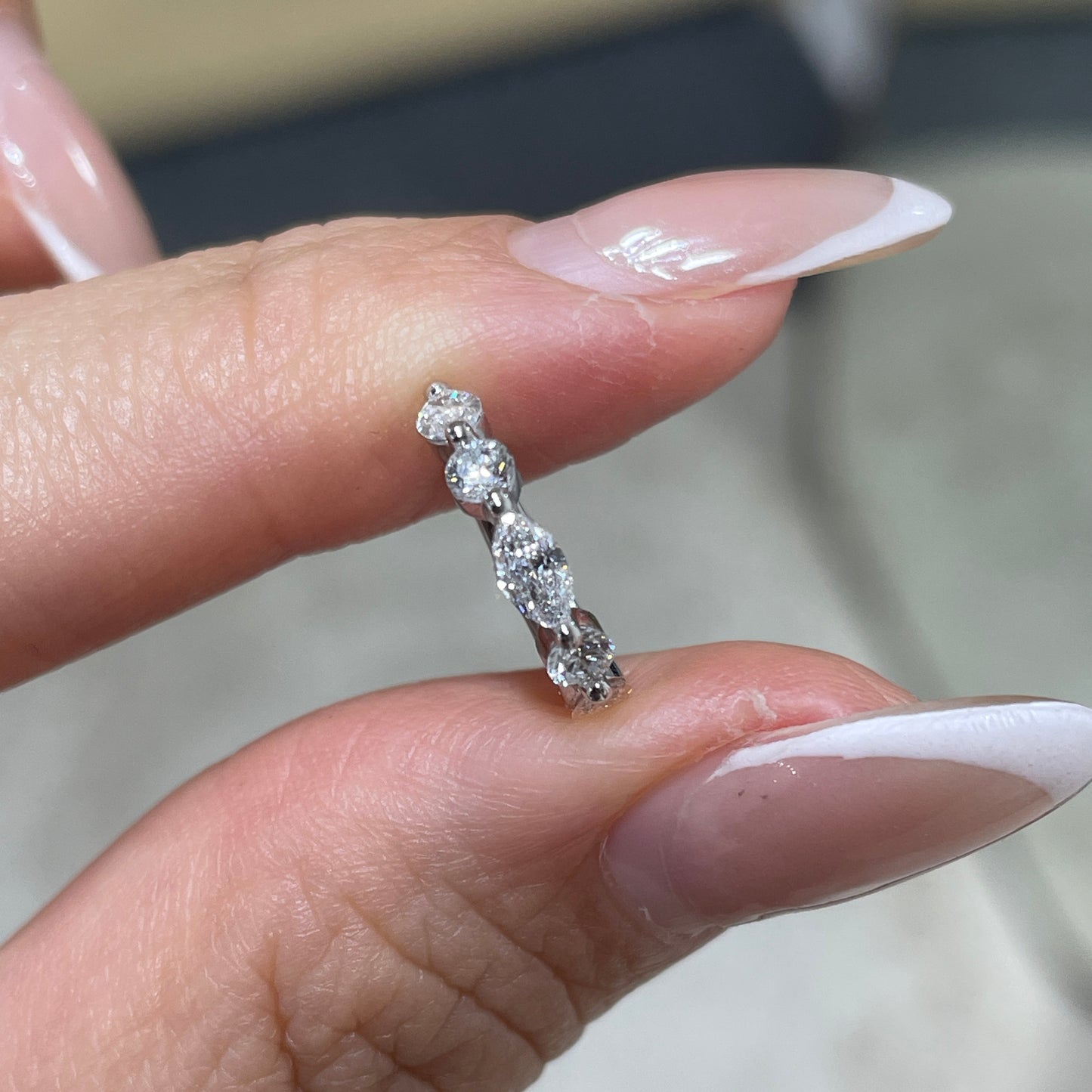 Lab diamond marquise shape and round 0.5ct mix 10mm ear cuff - each