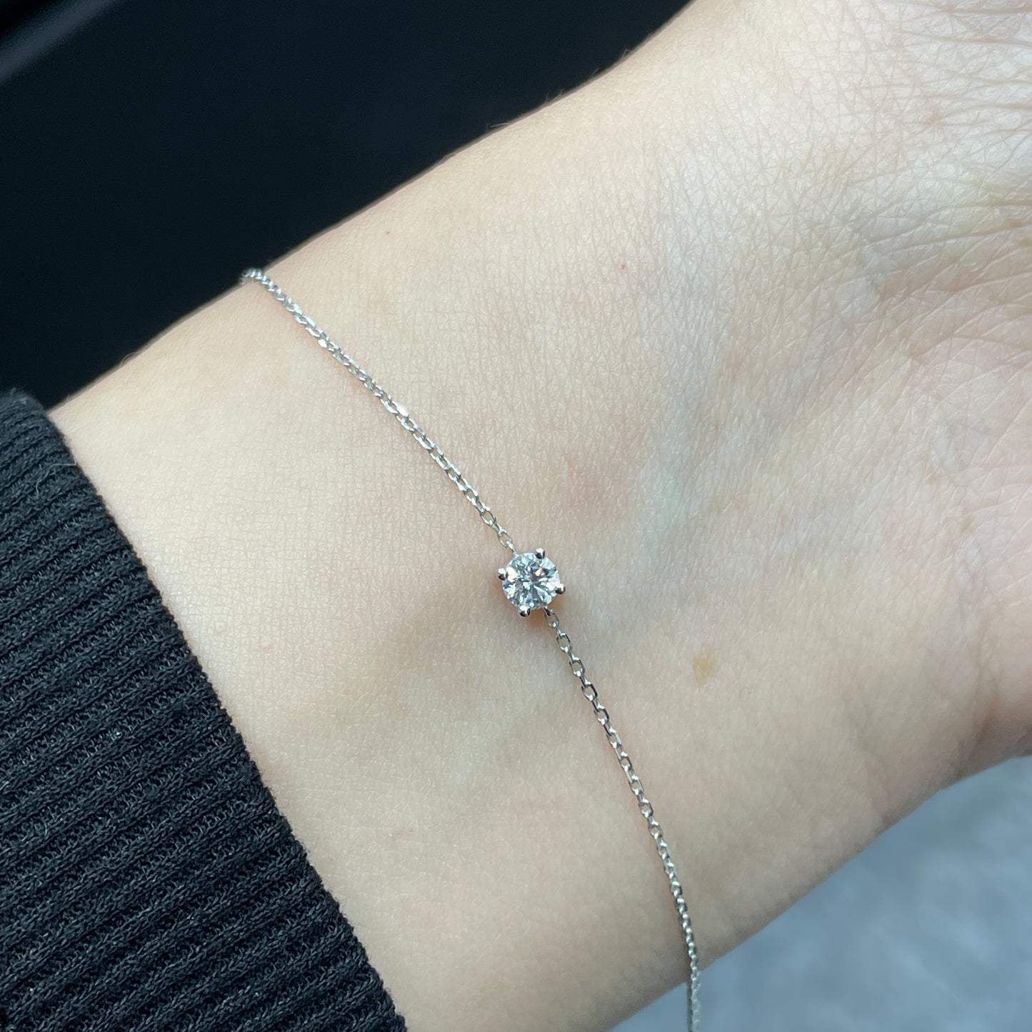Lab diamond round 0.15ct four-prong bracelet