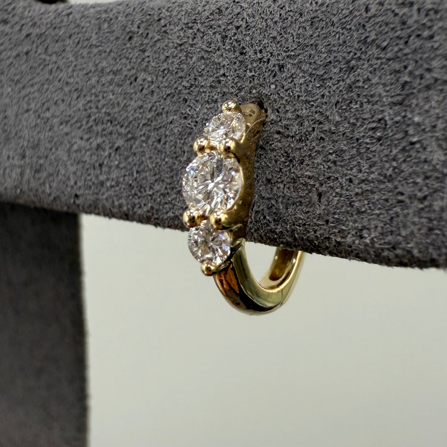 Lab diamond round 0.14ct trio 8mm hoop earring-each
