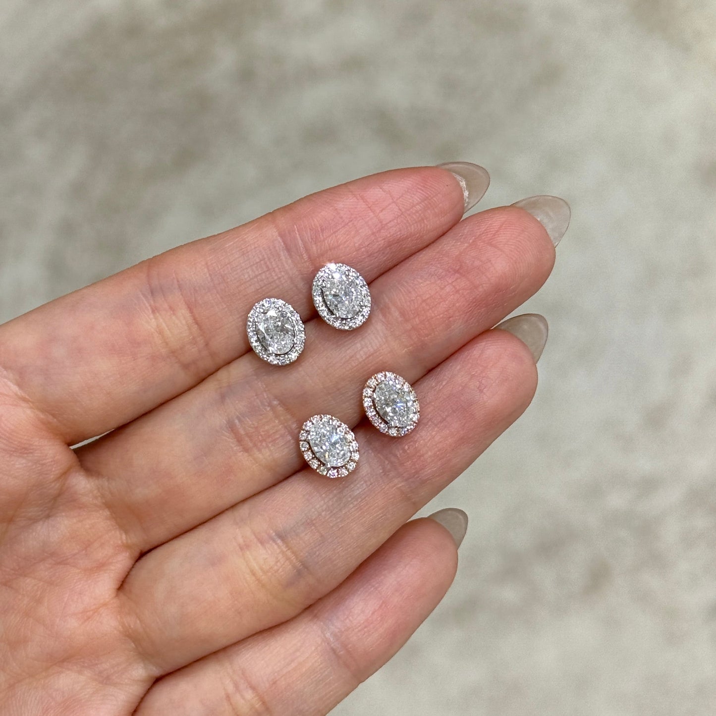 Lab diamond oval shape 1.2ct with removable halo jacket earrings-pair
