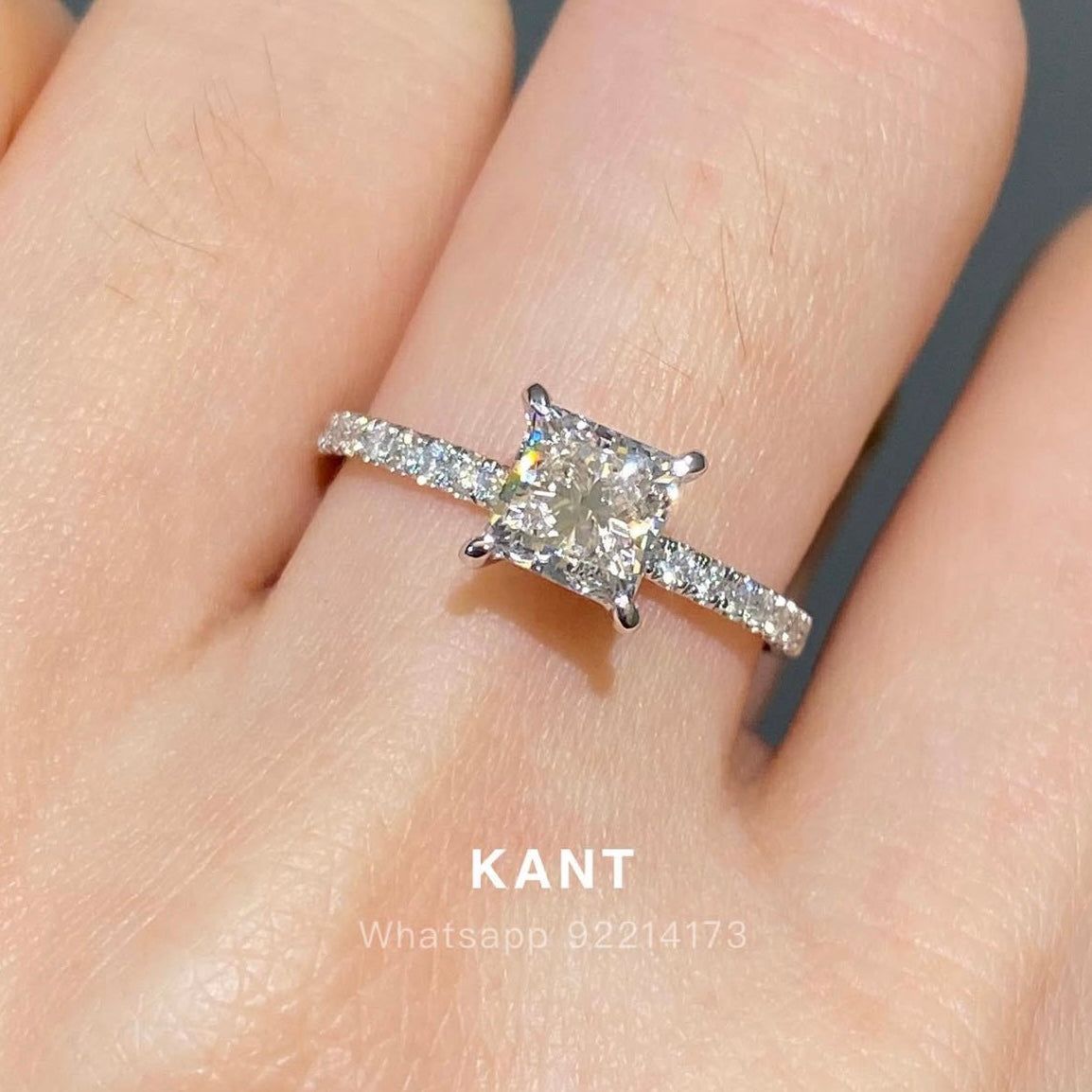 IGI Lab diamond Princess cut 1ct underhalo pave ring