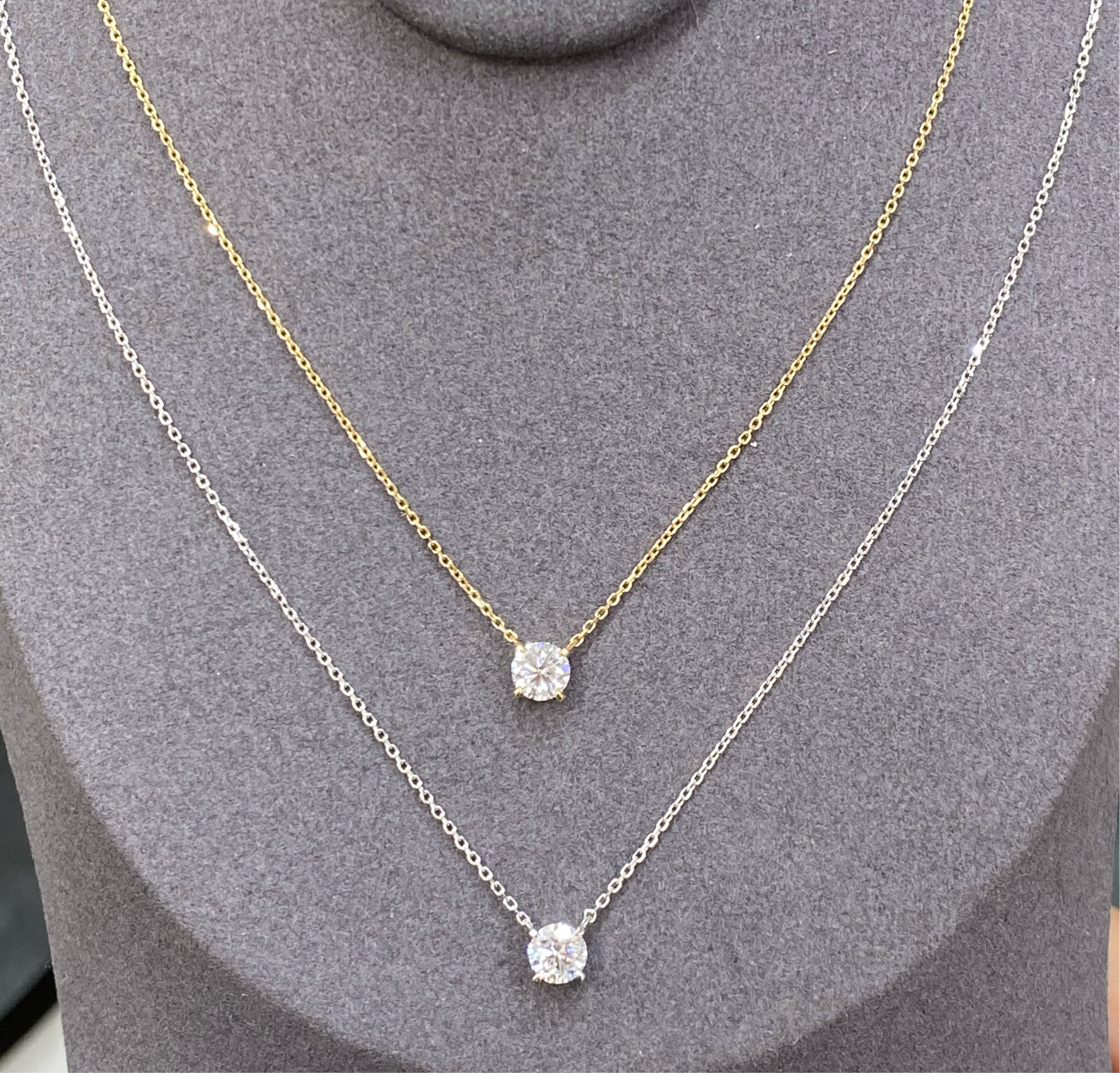 Lab diamond round 0.5ct classic four-prong necklace