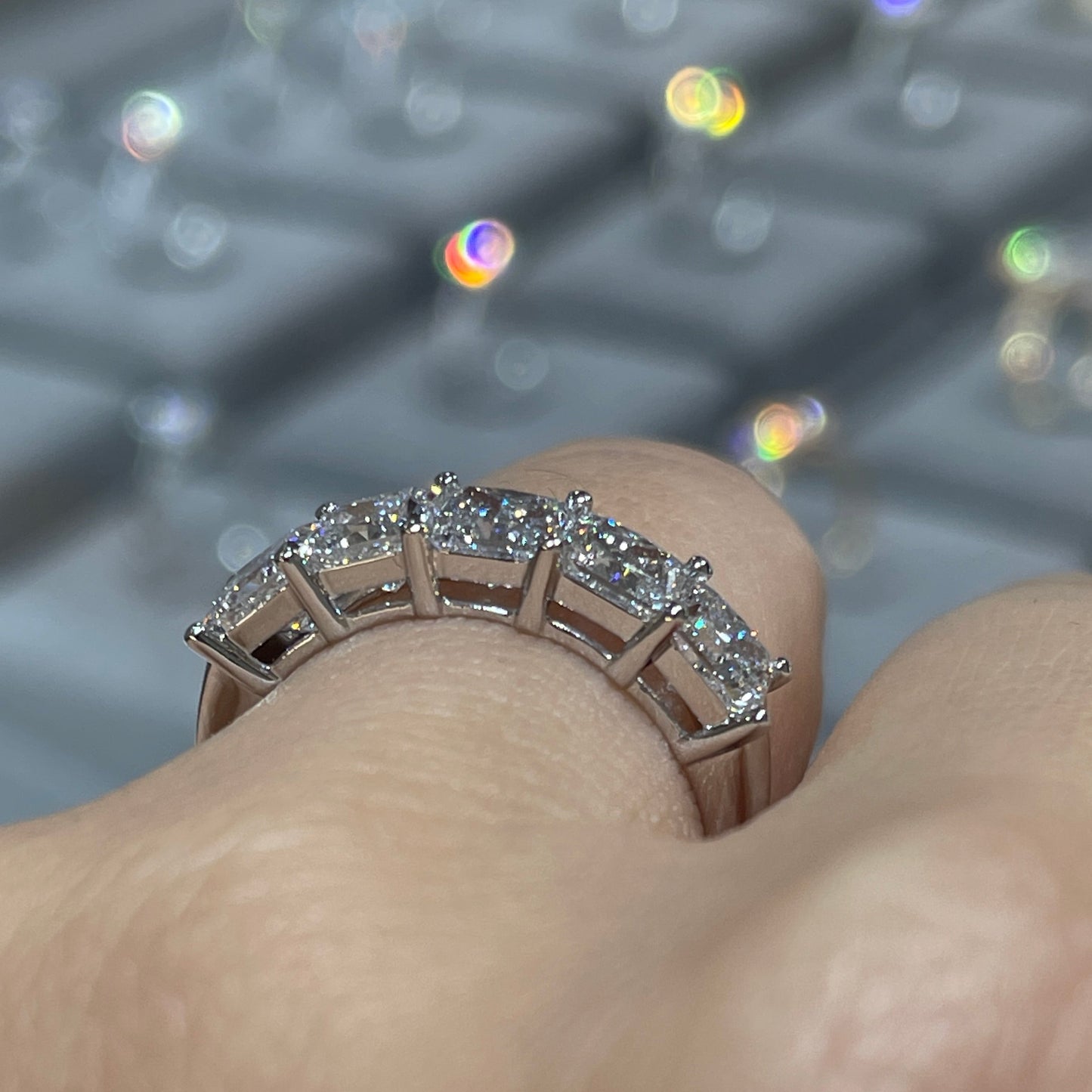 Lab Diamond princess cut 2.5ct half eternity ring