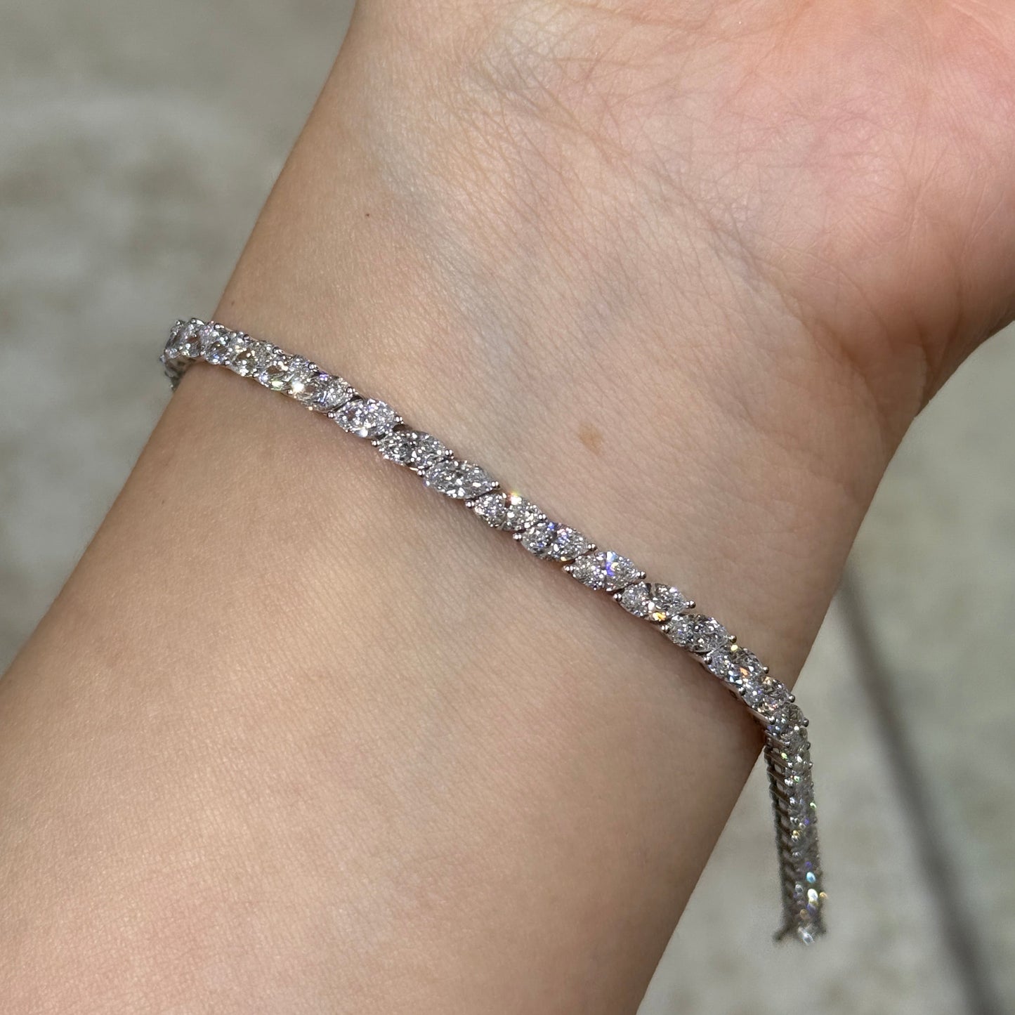 9k Lab diamond marquise shape 5.6ct tennis bracelet