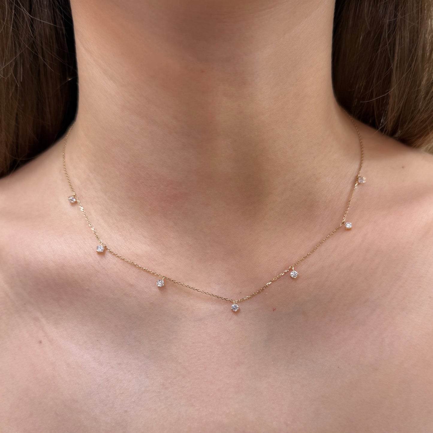 Lab diamond round 0.45ct dangling necklace