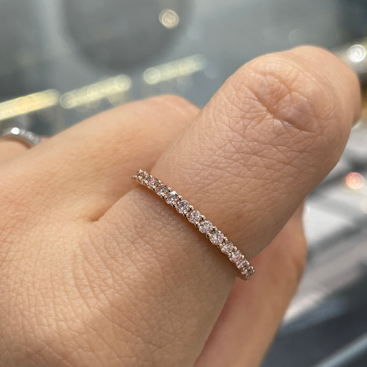 Lab pink diamond round 0.8ct full eternity ring