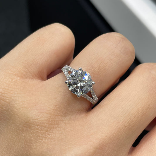 IGI Lab diamond round 2.5ct split shank pave ring