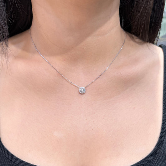 Lab diamond Round 0.6ct cushion shape halo necklace