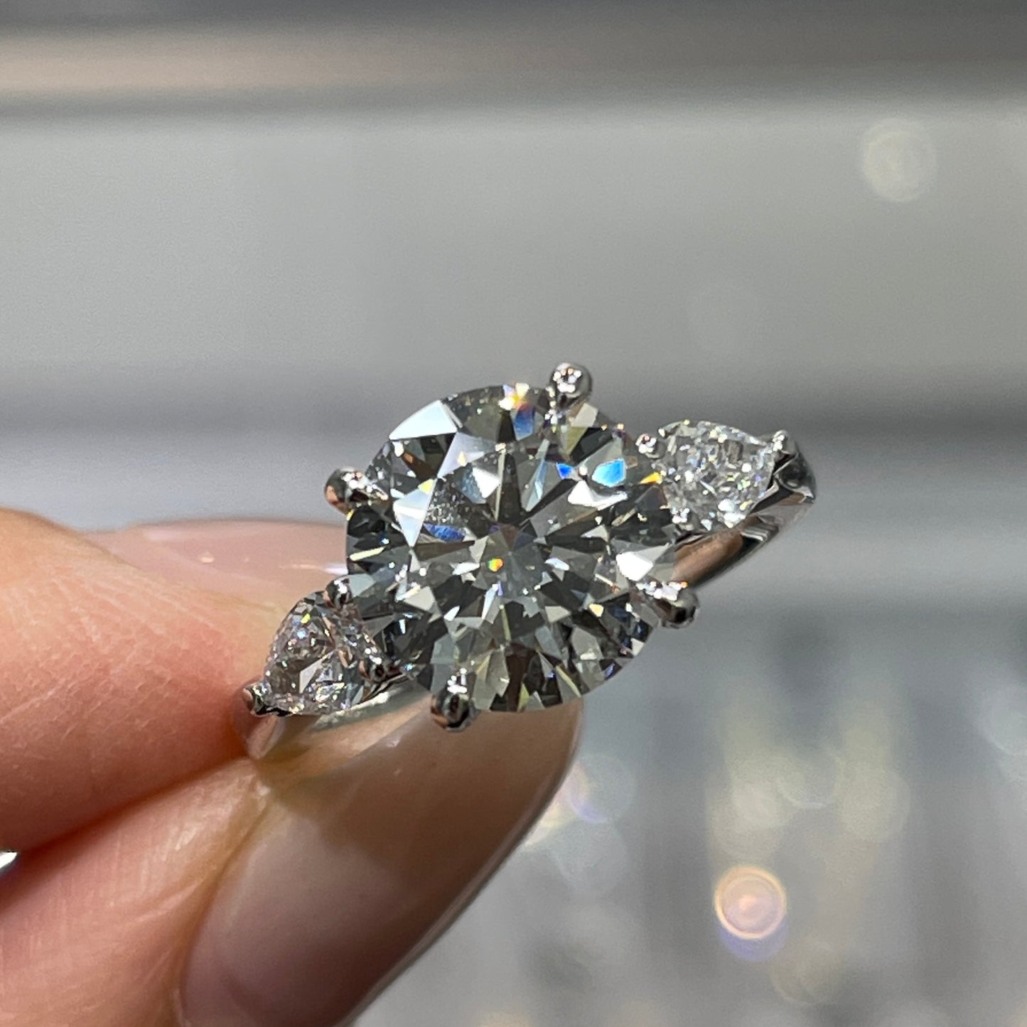 IGI lab diamond round 3.4ct three stone setting ring