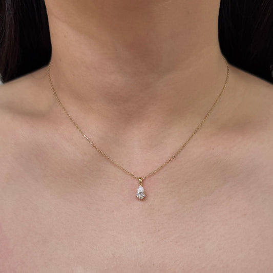 Lab diamond Pear shape 0.7ct three-prong open clip pendant