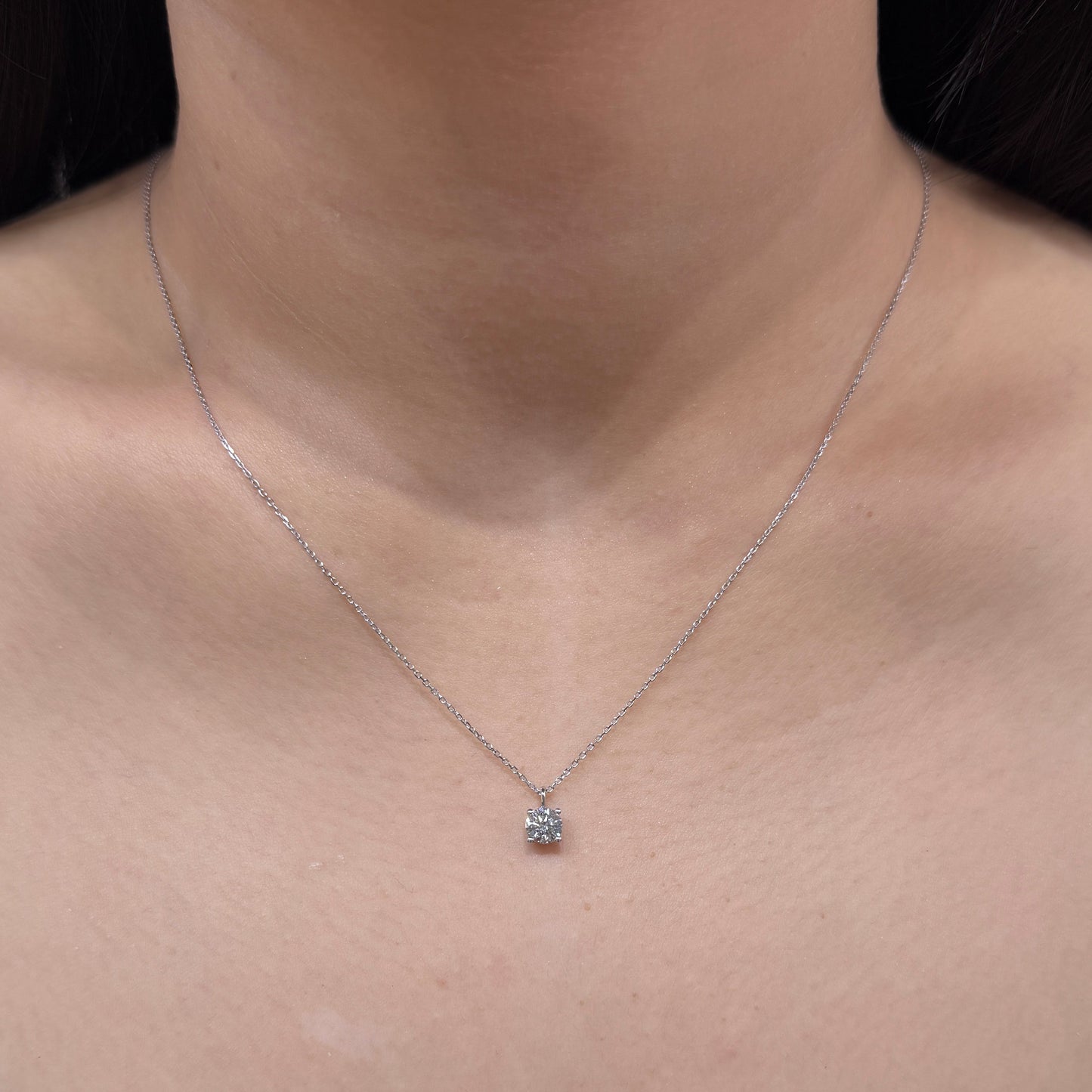 Lab diamond round 0.5ct four-prong pendant