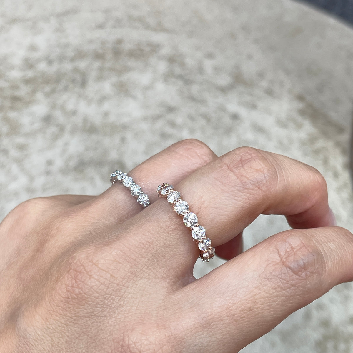 9k Lab diamond round 3ct full eternity ring