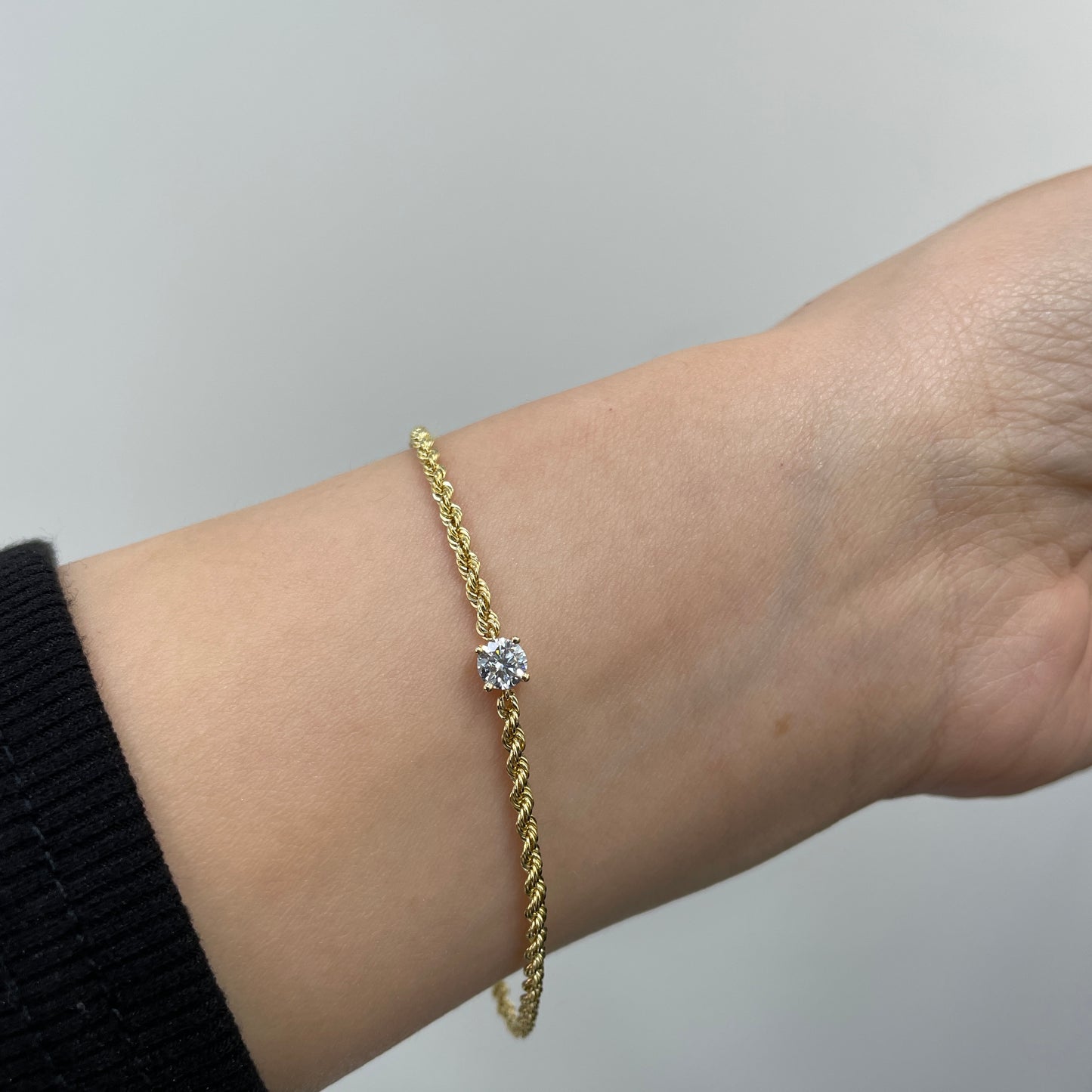 Lab diamond Round 0.35ct twist rope chain bracelet