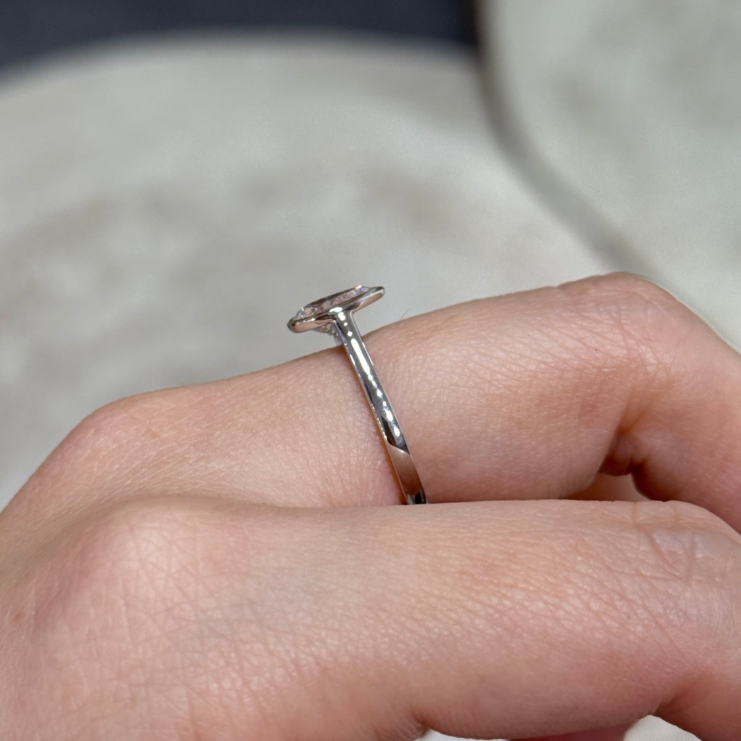 Lab diamond Pear 1ct bezel ring