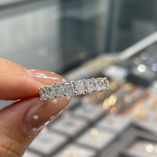 Lab diamond Radiant cut 1.35ct half eternity ring