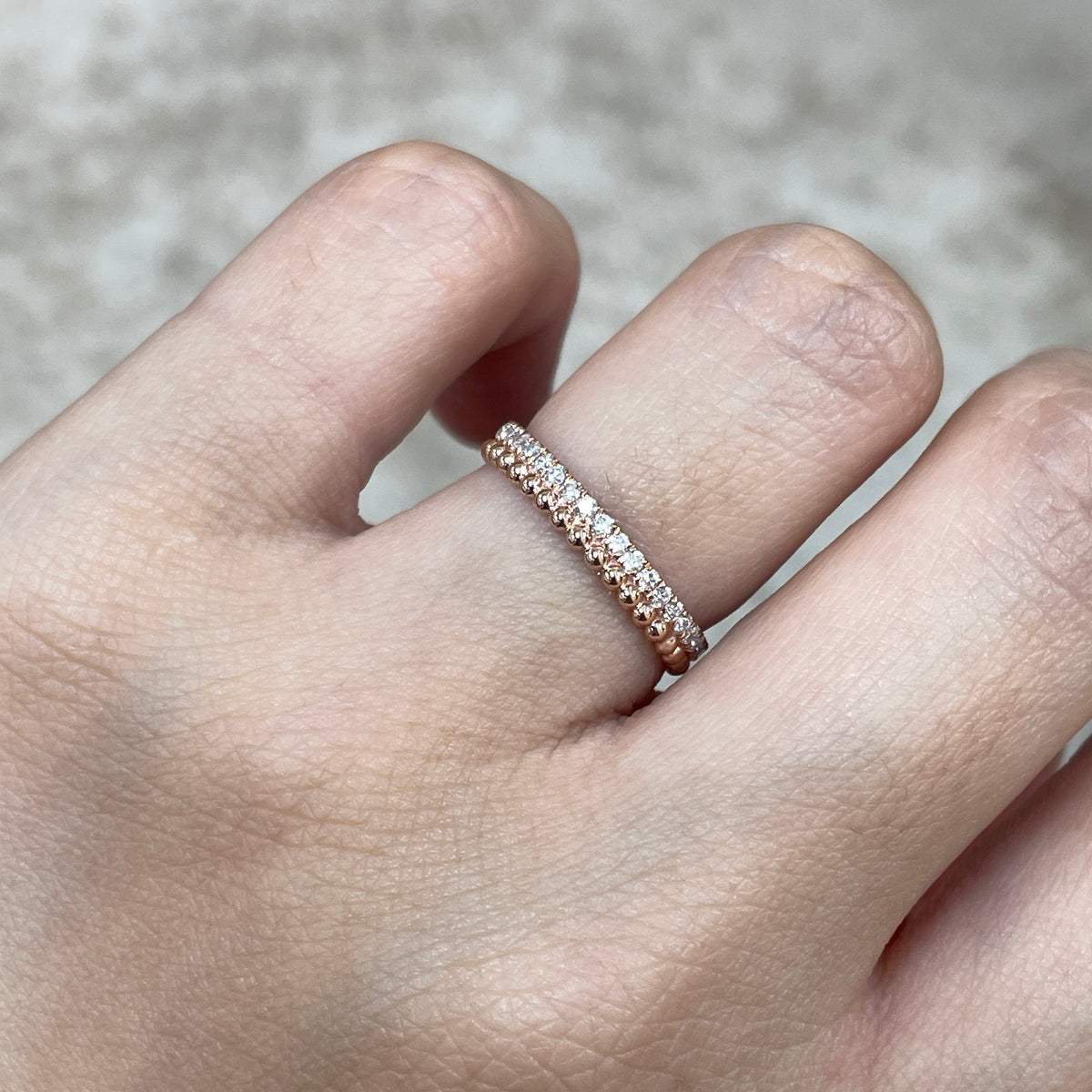 9k Lab diamond round 0.35ct milgrain dewdrop full eternity ring
