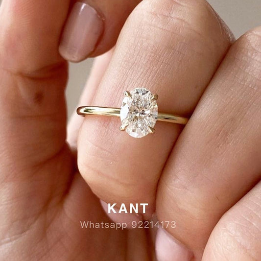 Lab diamond Oval shape 0.6ct four-prong solitaire ring