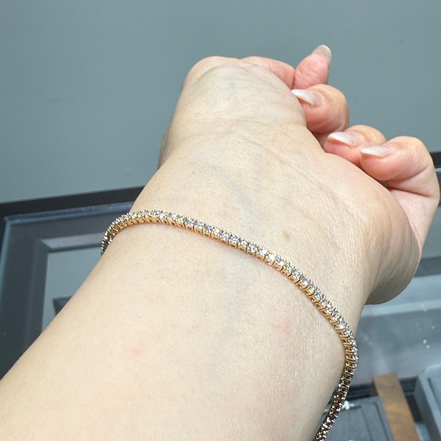 Lab diamond round 2ct four-prong tennis bracelet