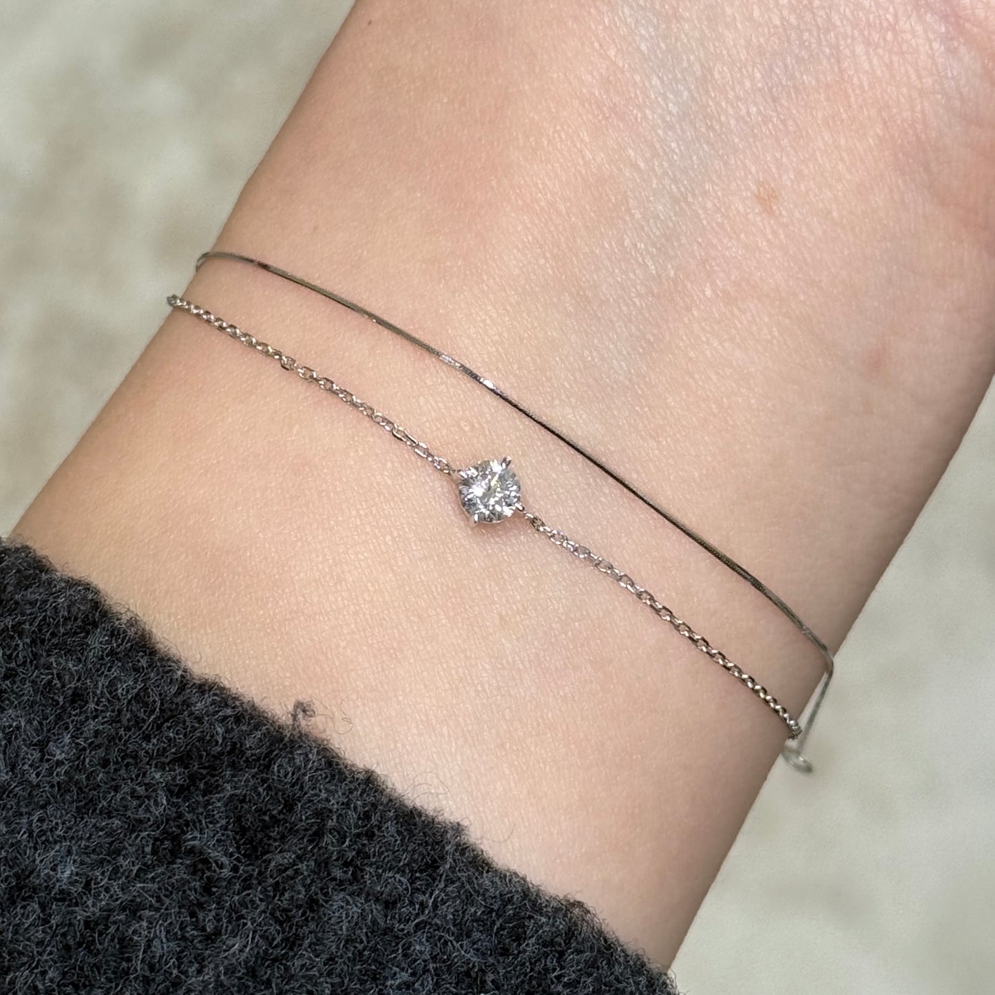 Lab diamond Round 0.3ct compass four-prong bracelet