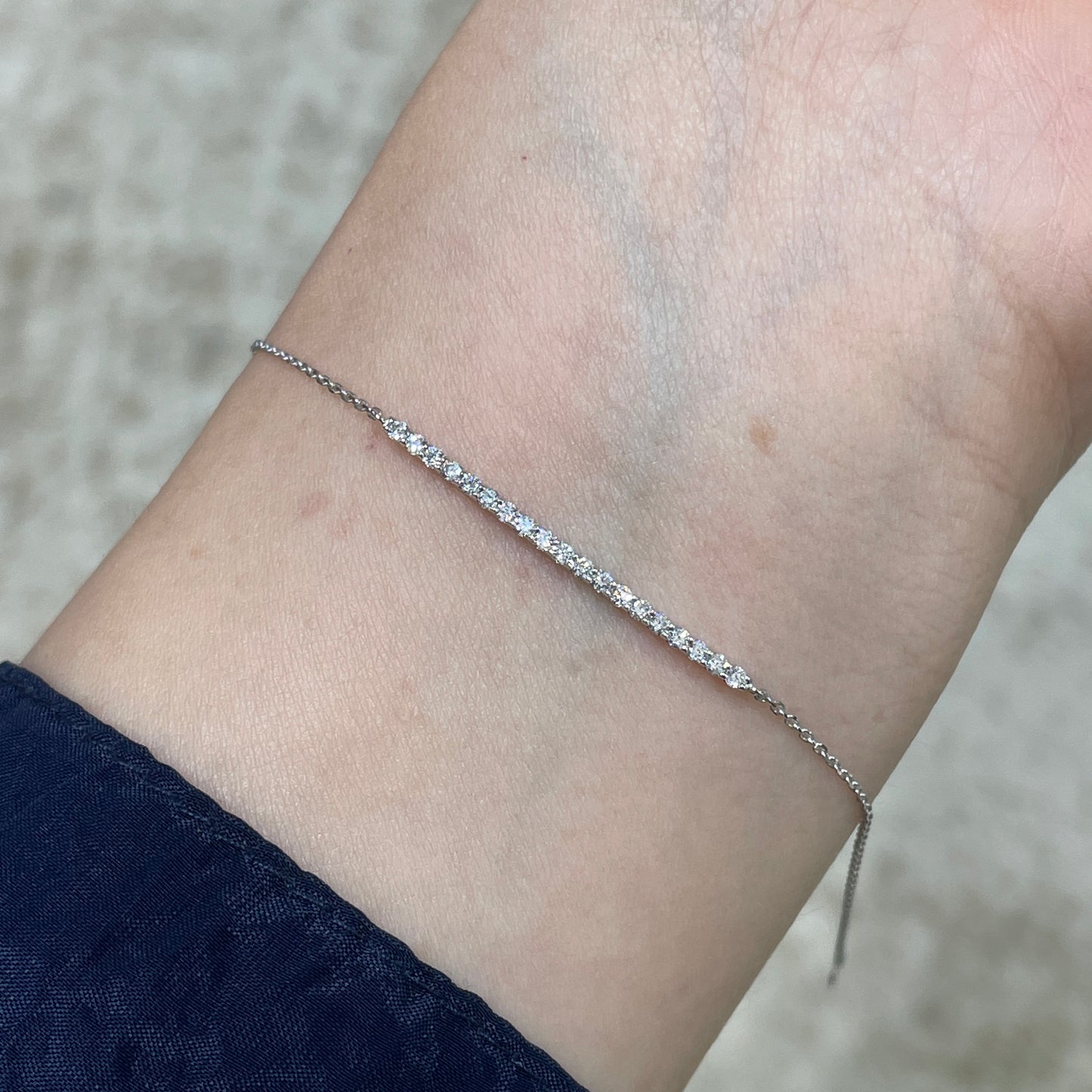 Lab diamond round 0.15ct diamond bar bracelet