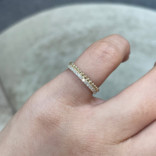 9k Lab diamond round 0.3ct milgrain dewdrop full eternity pinky ring