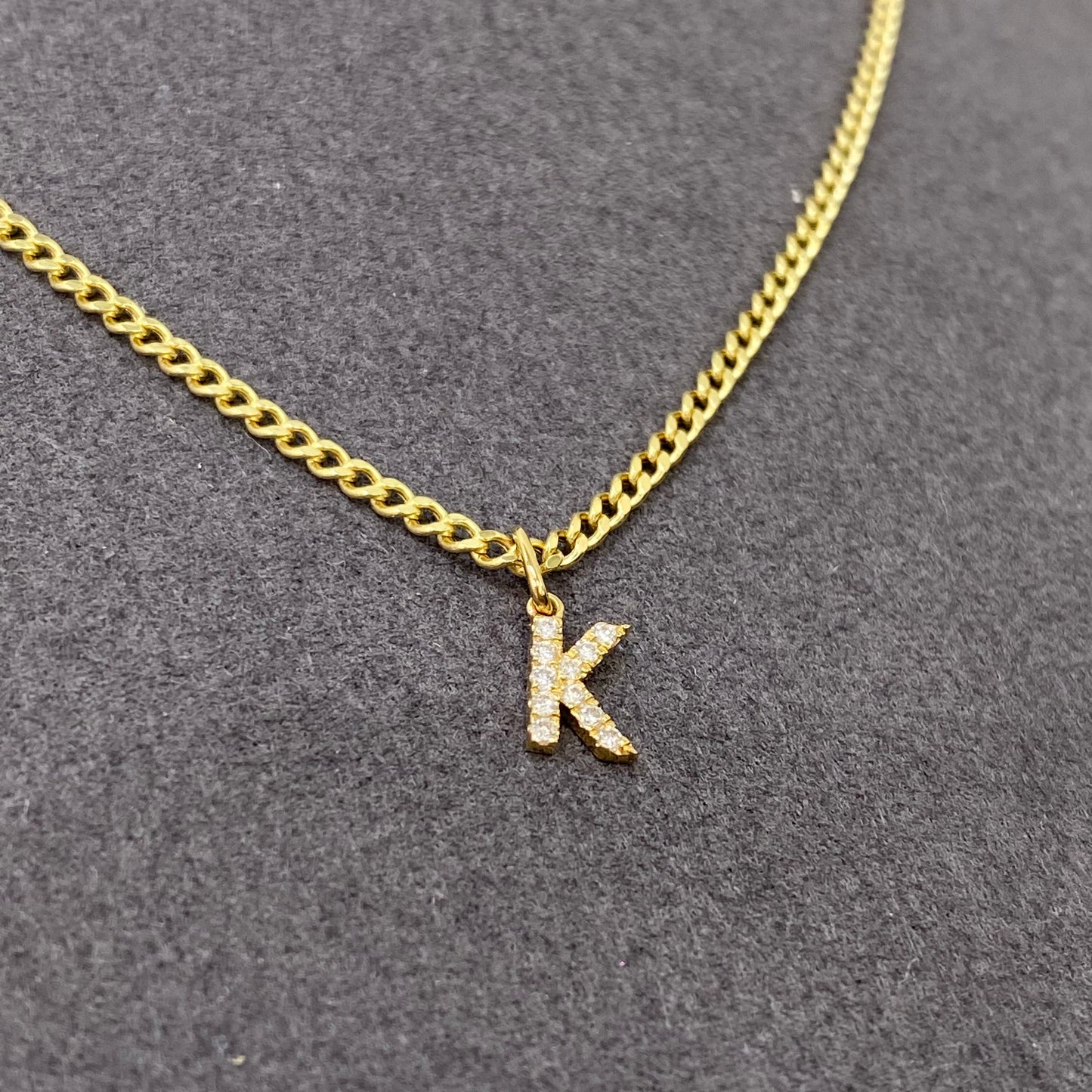 Lab biamond initials pendant with cuban necklace