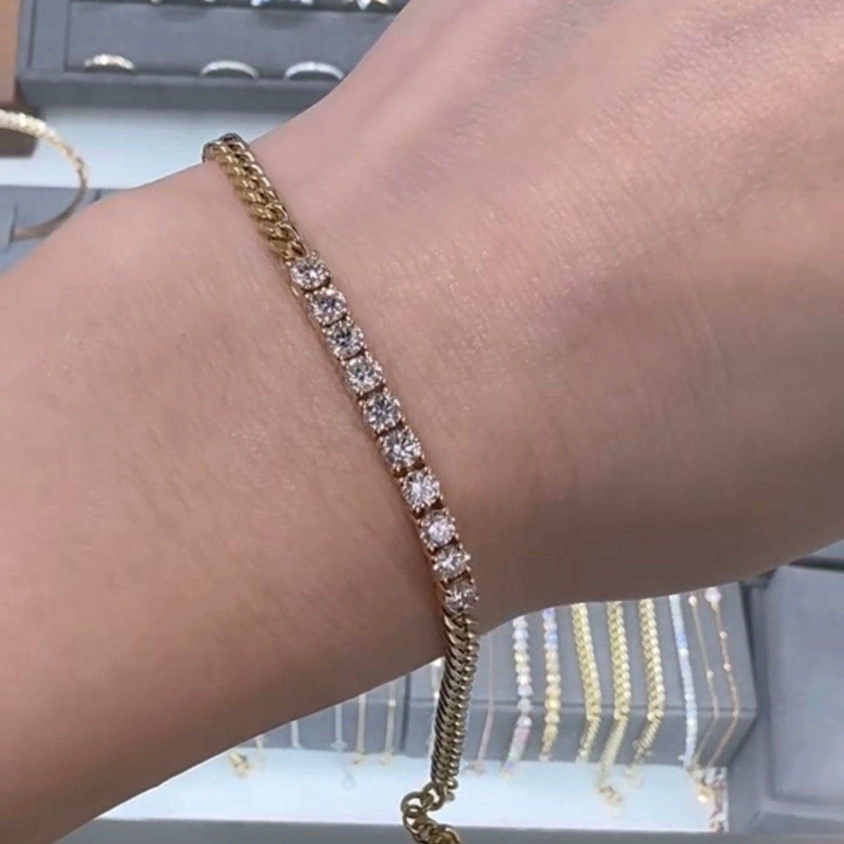 Lab diamond Round 1ct half tennis with 3.1mm cuban bracelet