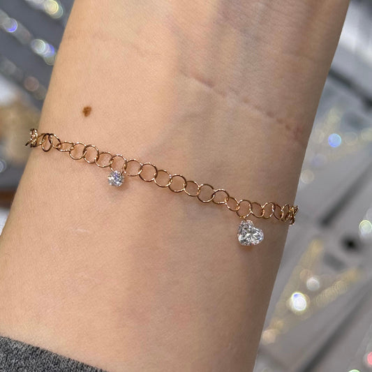 Lab Diamond Heart and round 0.5ct floating bracelet