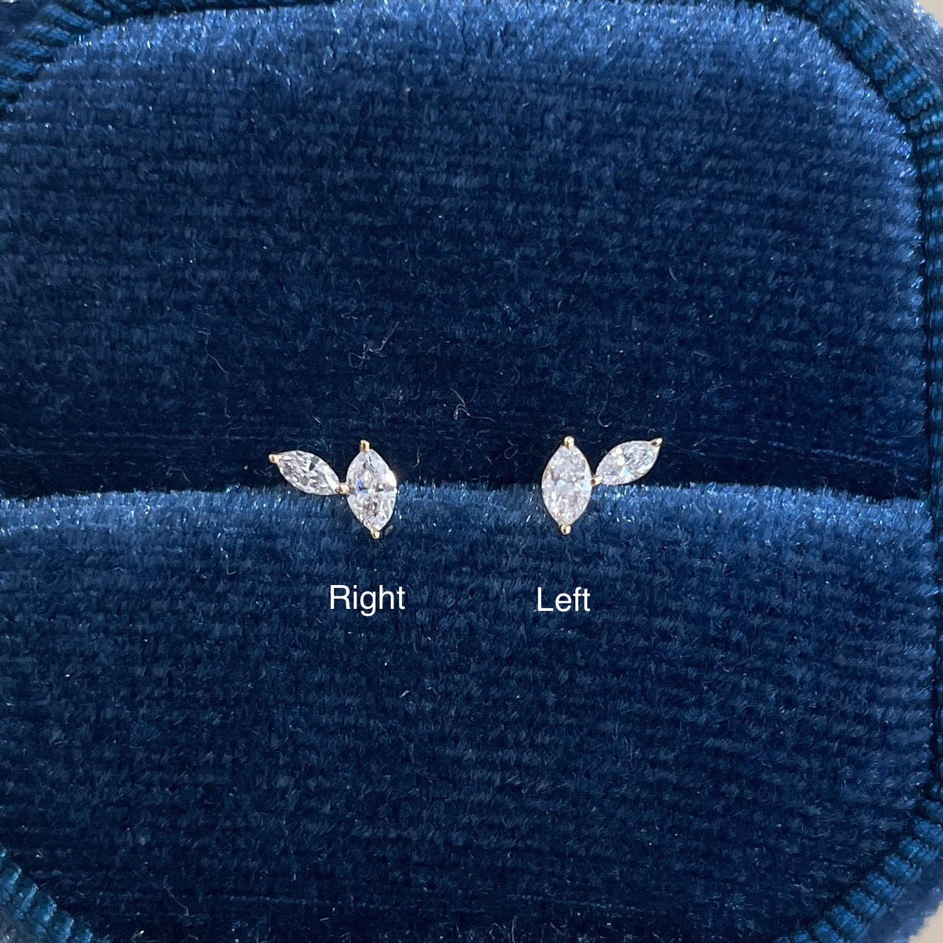 Lab diamond marquise baby fallen leaves stud earring-each