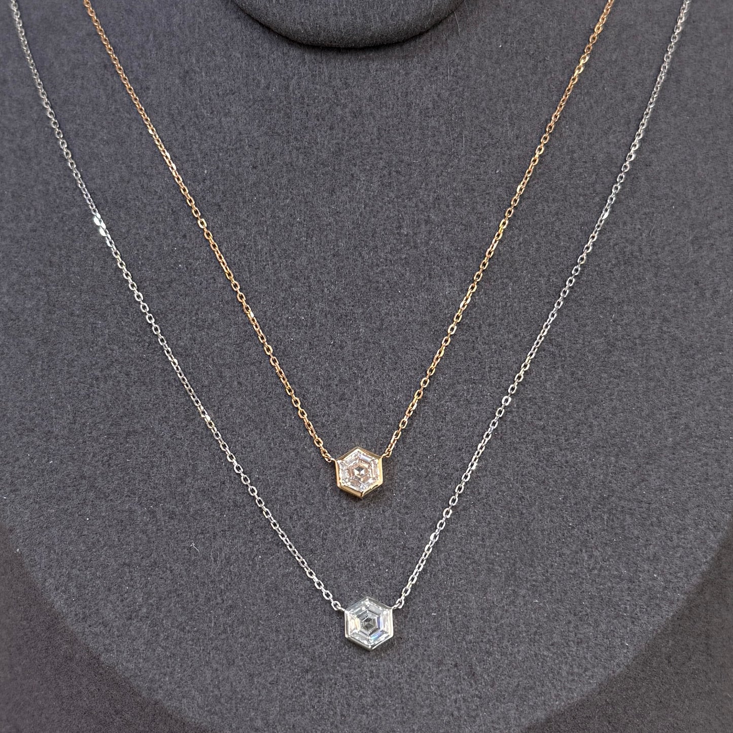 Lab diamond Hexagon 0.5ct bezel necklace