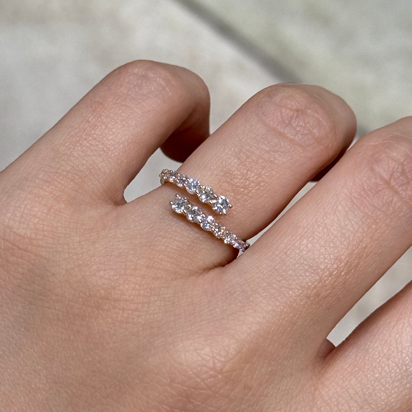 Lab diamond round 0.6ct half eternity z open ring