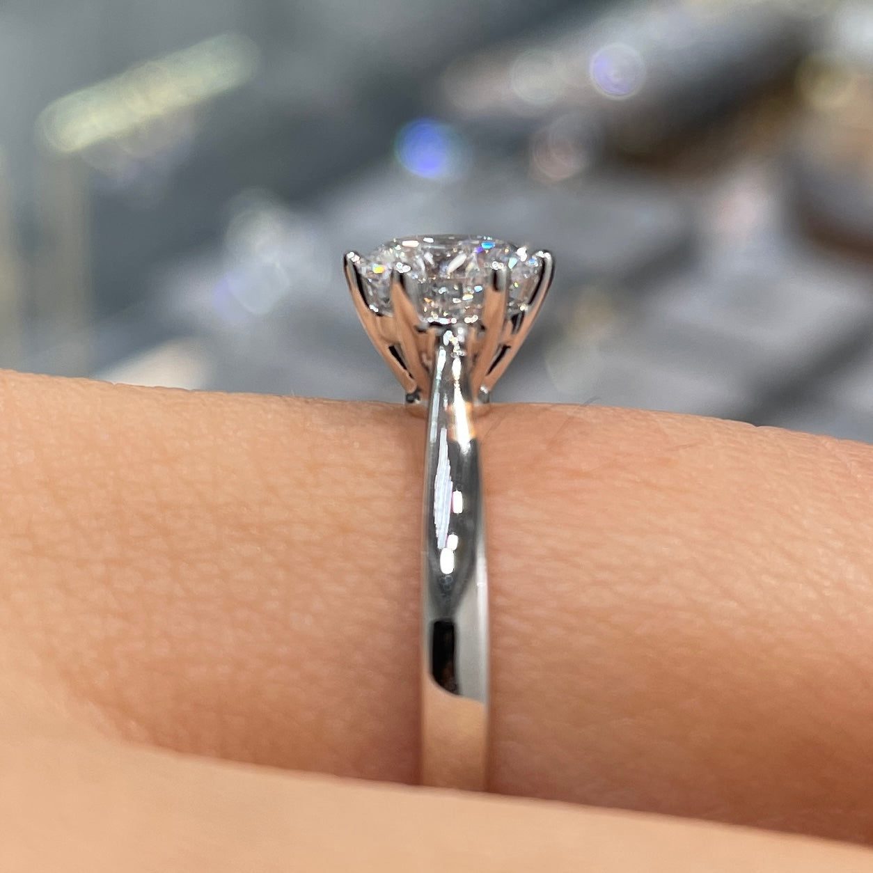 Lab diamond round 1ct six prong solitaire ring