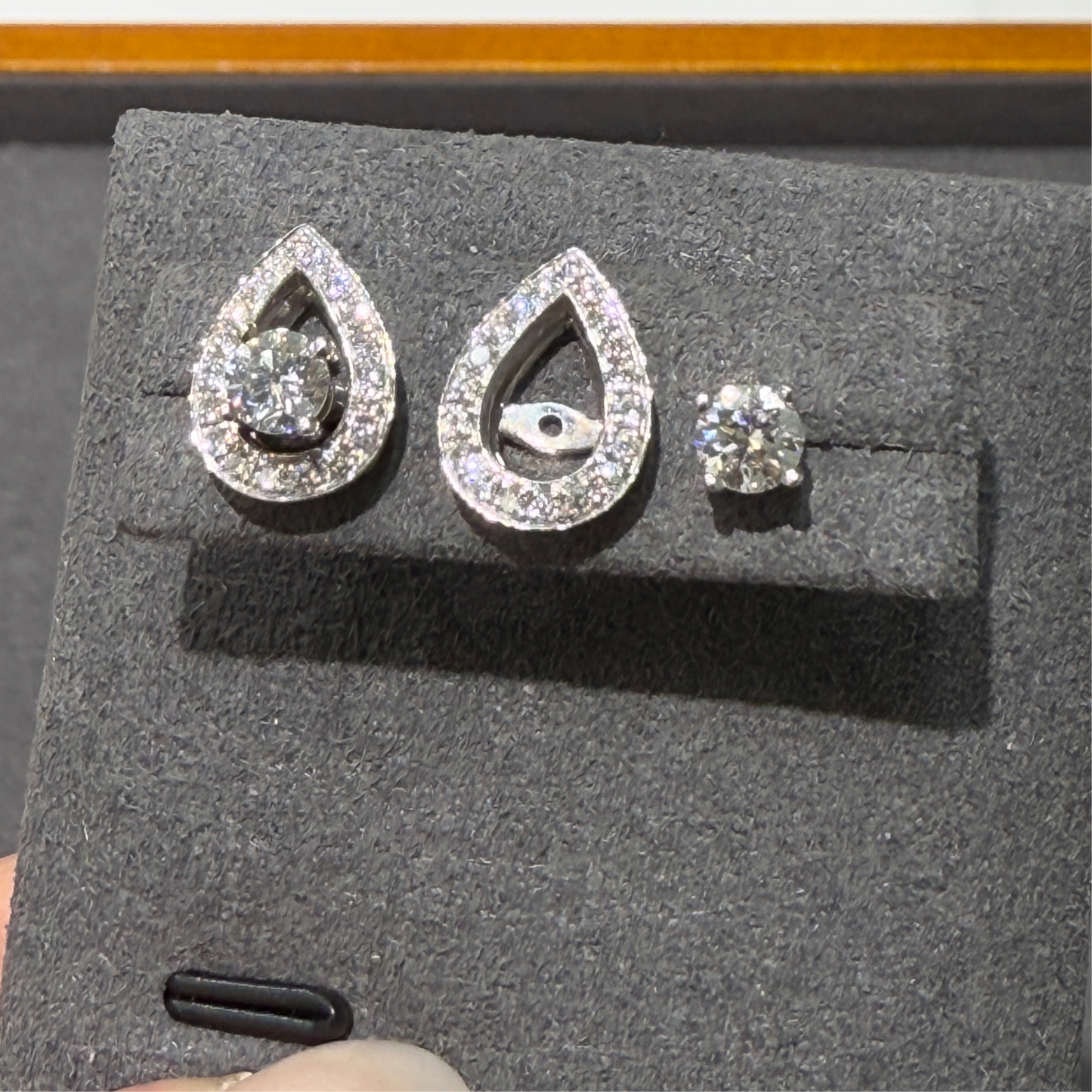 Lab diamond round 1ct with removable pear shape halo jacket earrings -pair