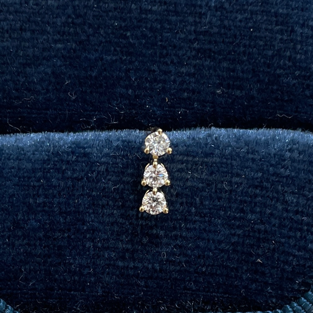 Lab diamond round 0.15ct trio three prong stud earring-each