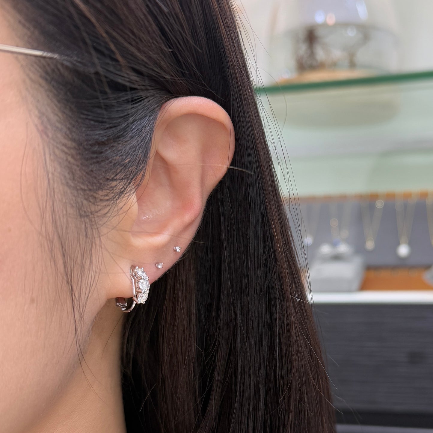 Lab Lab Diamond round trio 1ct clip-on 10mm hoop earrings-pair
