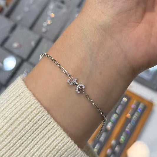 Lab diamond initial thicker chain bracelet