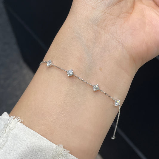 Lab diamond round 0.6ct four stone compass bracelet