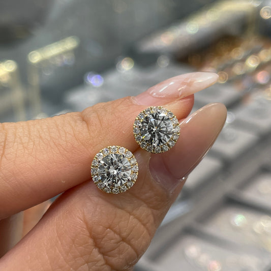 Lab diamond round 1.6ct with two tone removable halo jacket earrings-pair