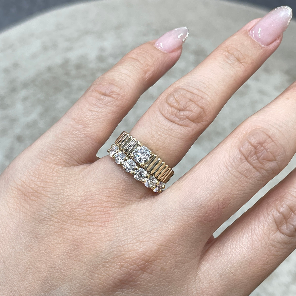 9k Lab diamond round 0.5ct full vertical line band ring