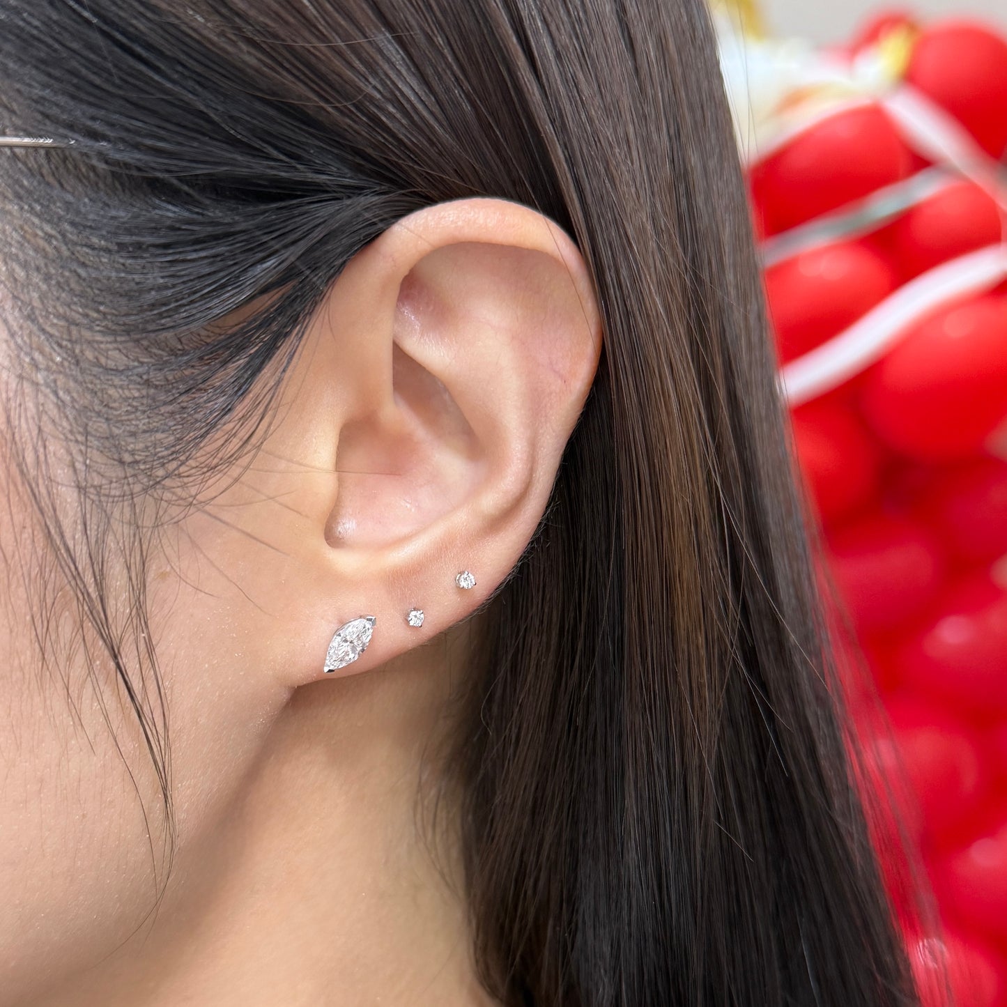 Lab diamond Marquise 1ct stud earrings-pair