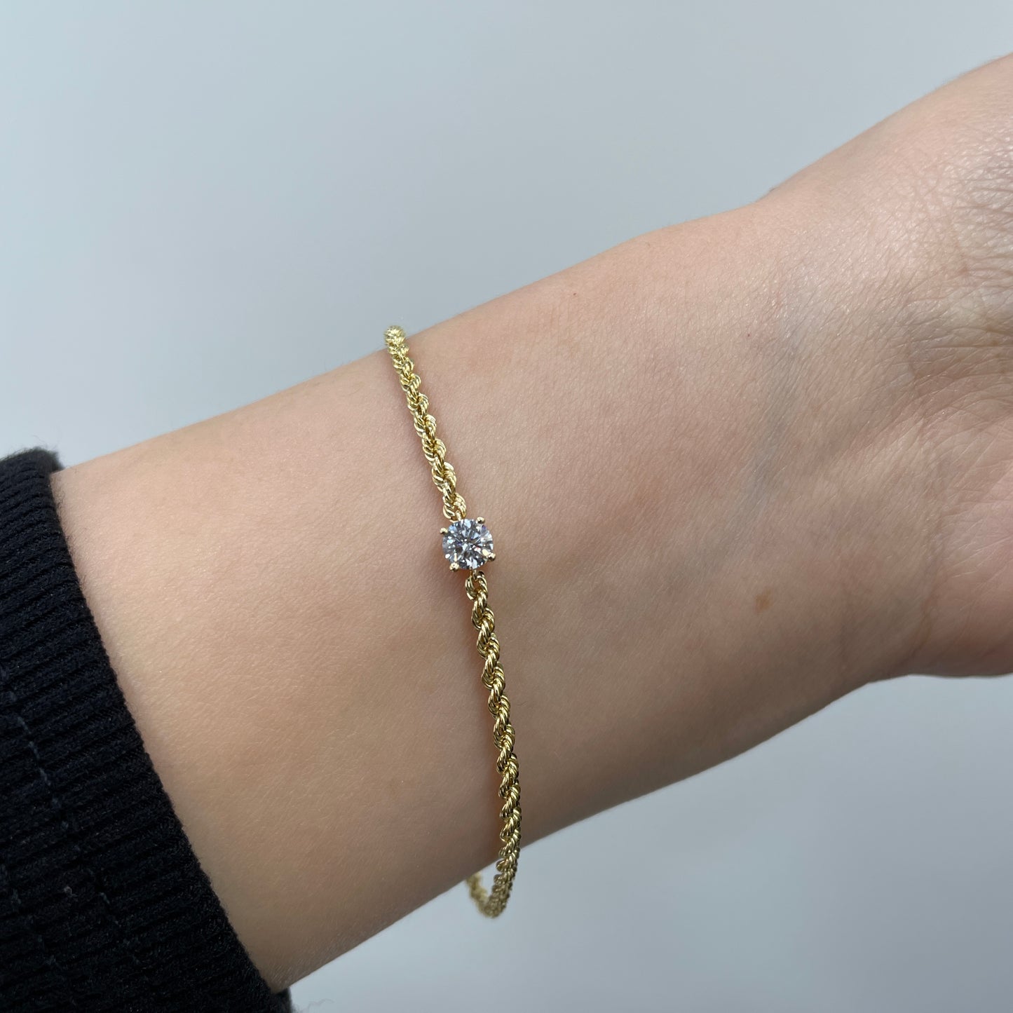 Lab diamond Round 0.35ct twist rope chain bracelet