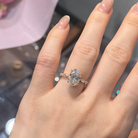 IGI lab diamond Oval 2ct marquise round mix pave ring