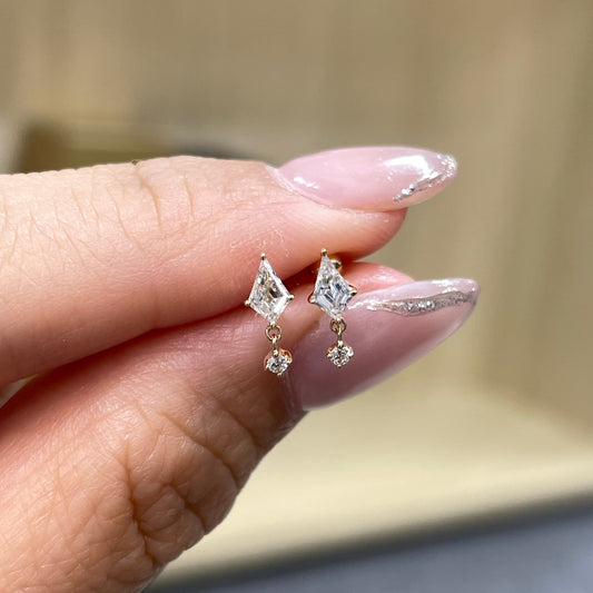 Lab diamond kite and round 0.165ct swing stud earring - each
