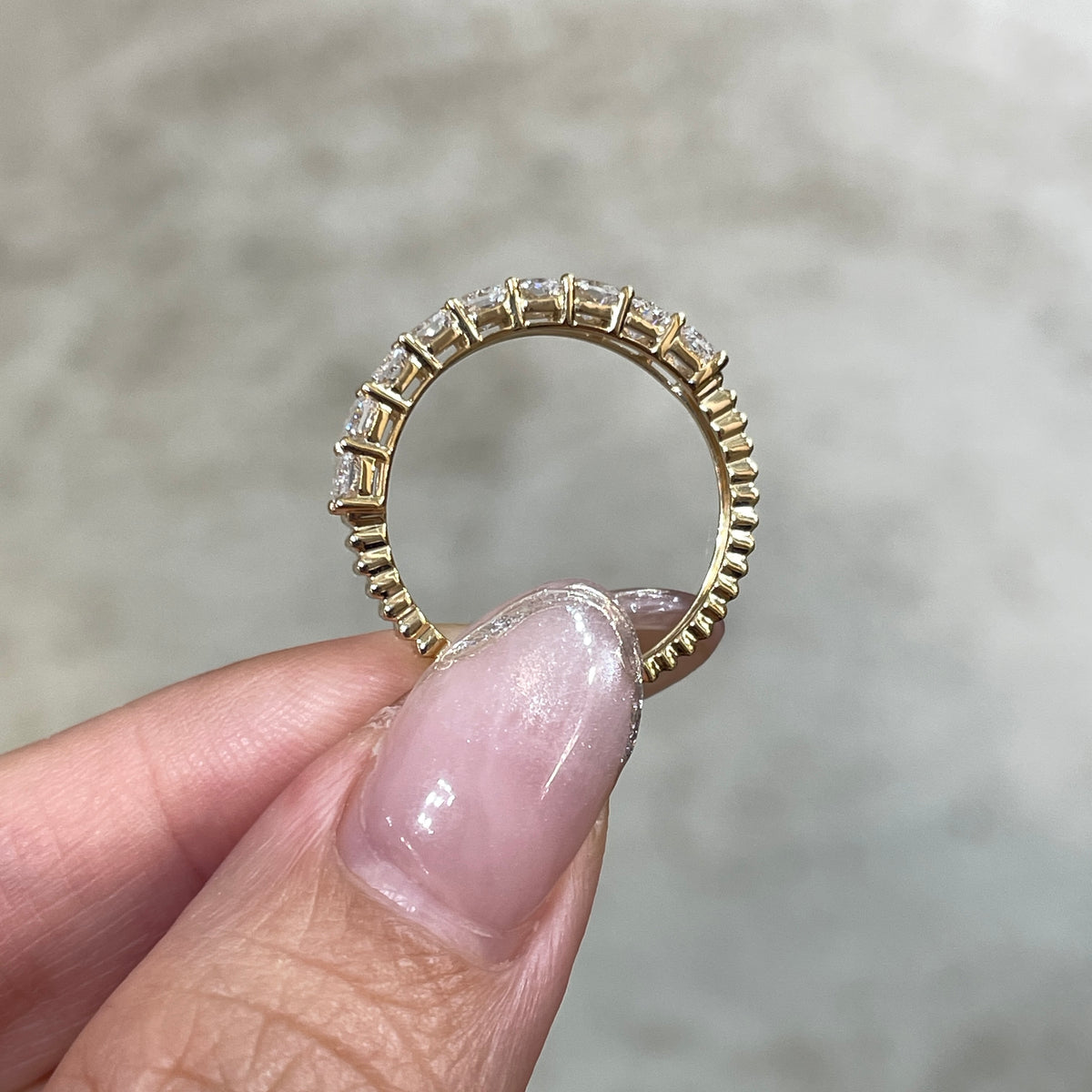 9k Lab diamond Radiant cut 1.35ct half eternity straight vertical line band ring