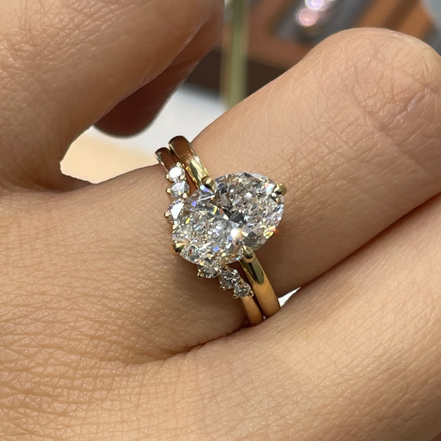 IGI lab diamond Oval shape 2ct compass underhalo ring