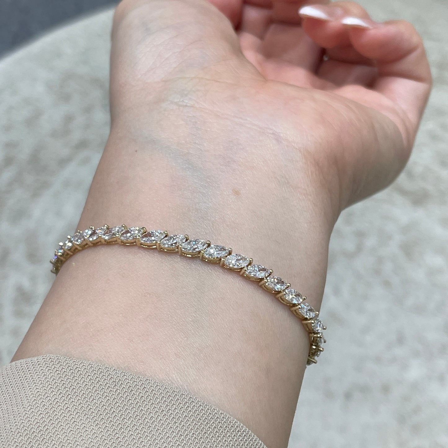 9k Lab diamond marquise shape 5.6ct tennis bracelet