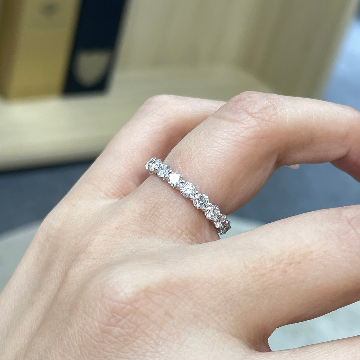 9k Lab diamond round 2.1ct full eternity ring