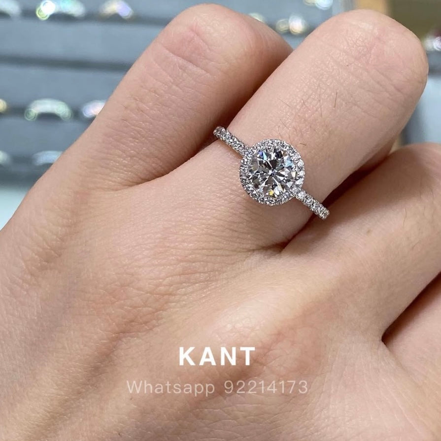 IGI lab diamond round 0.6ct halo pave ring