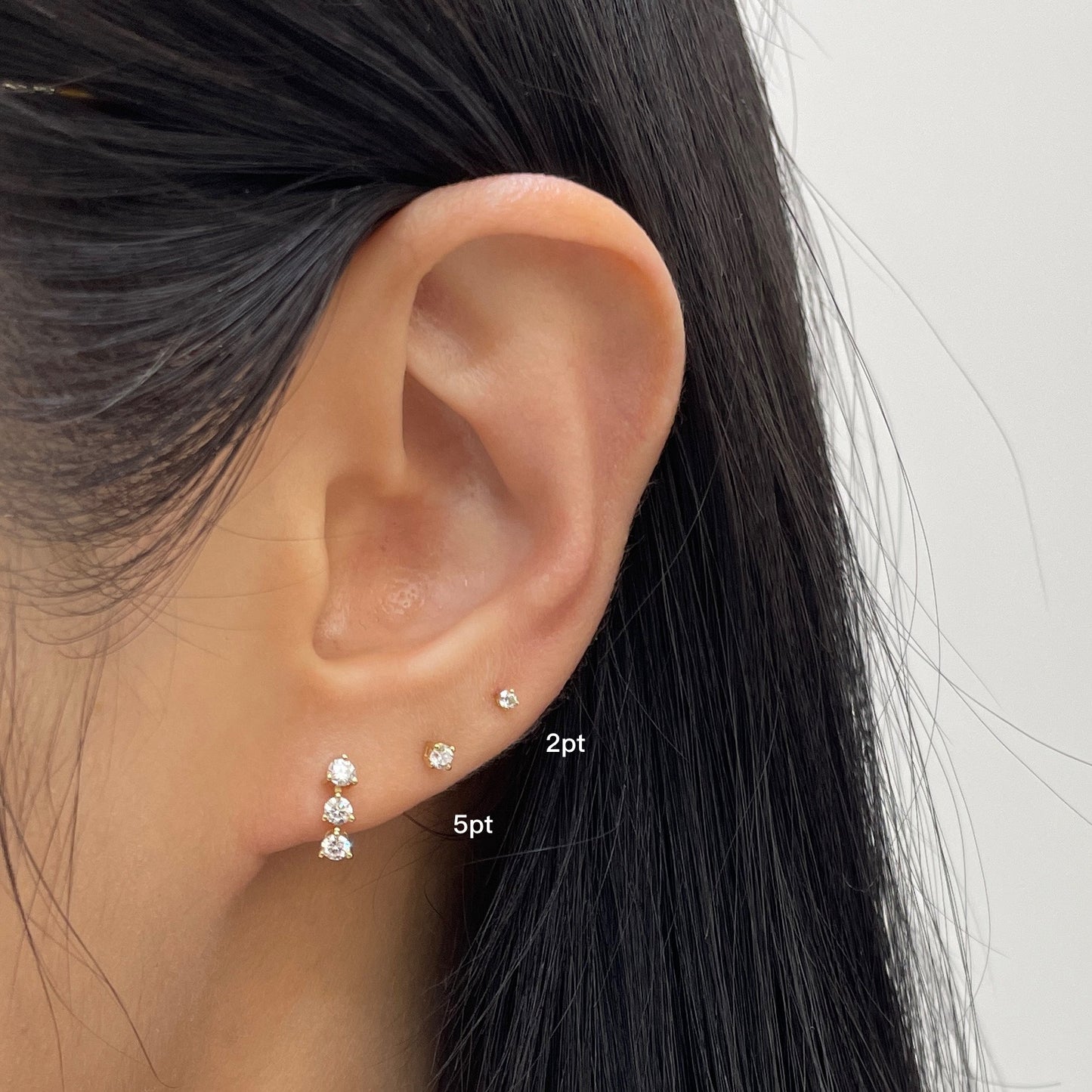 Lab diamond round 2pt four-prong stud earring-each